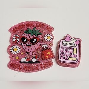 Flatback Girl Math Focal Bead Acrylic Badge Keychain Crafts Bag Clip Hair Clip